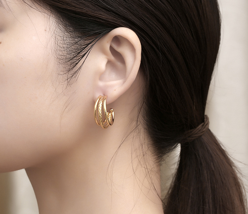 Women'S Gender Plating Design Fashion U Shape Titanium Steel Plating Ear Studs 1 Piece