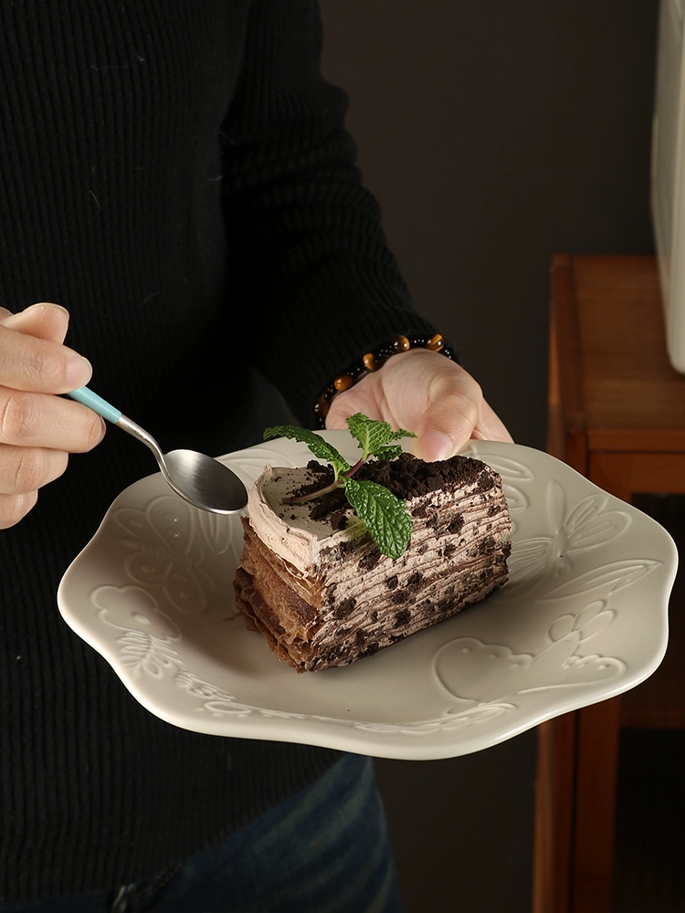 Plate-feeling dinner plate, particularly nice-looking plate, ceramic plate, household deep-dish dessert plate, flat plate