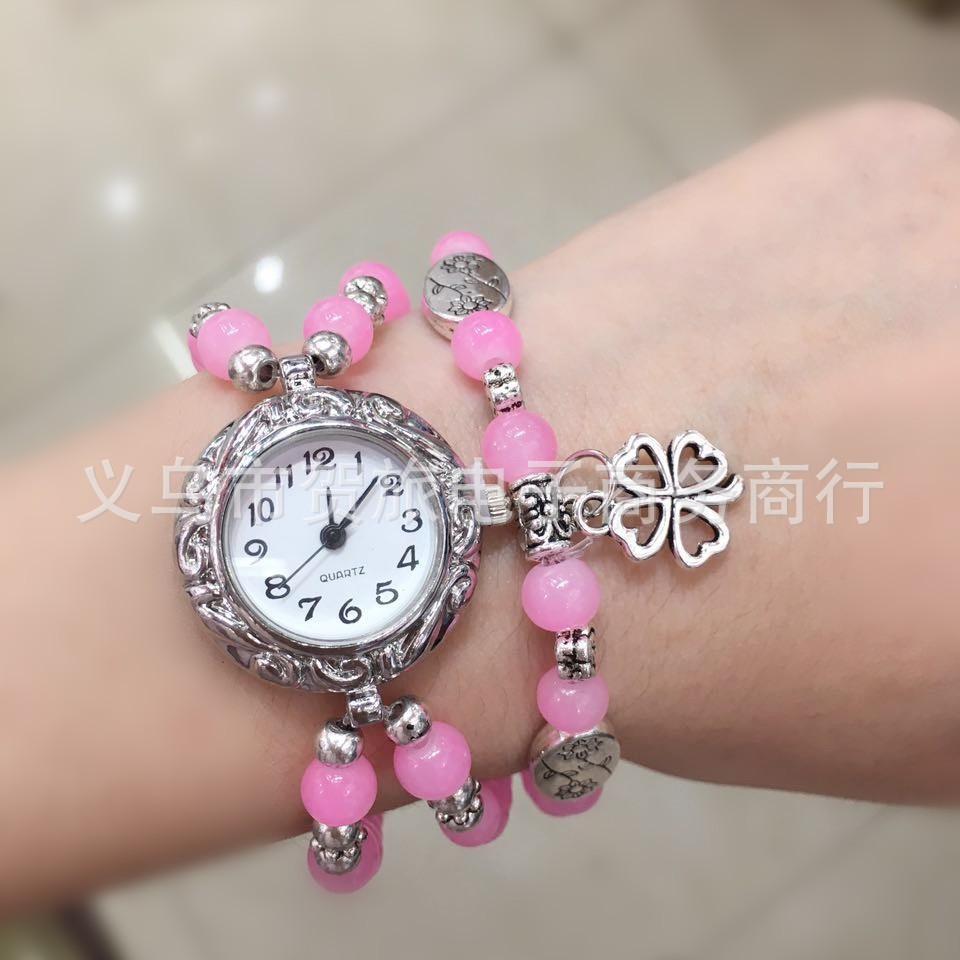 Popular Taobao Hot-Selling Beads Retro Bracelet Watch Women's Three-Wrap Student Watch Couple Watch