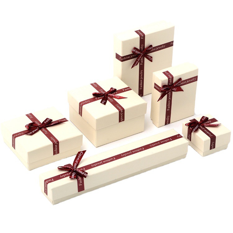 现货批发枣红蝴蝶结天地盖戒指盒首饰盒手镯盒手表盒手链盒耳环盒