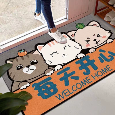 Cartoon door mat cute kitten home bathroom absorbent floor mat stain-resistant floor mat living room hallway carpet wholesale (Avtomobil döşəmə paspasları) - cartoon-1-4060cm-crystal-velvet-point-plastic-bottom