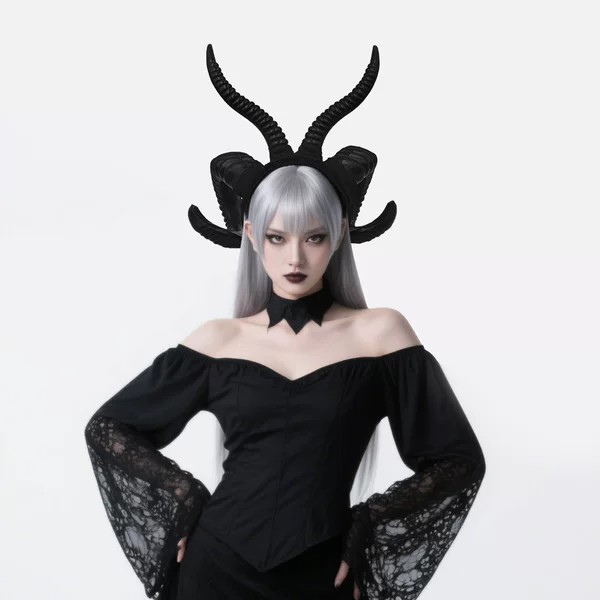 Halloween Cross-Border Simulated Horn Headband Devil Personality Dress-Up Props Dark Hairband Succubus Accessories Dress-Up