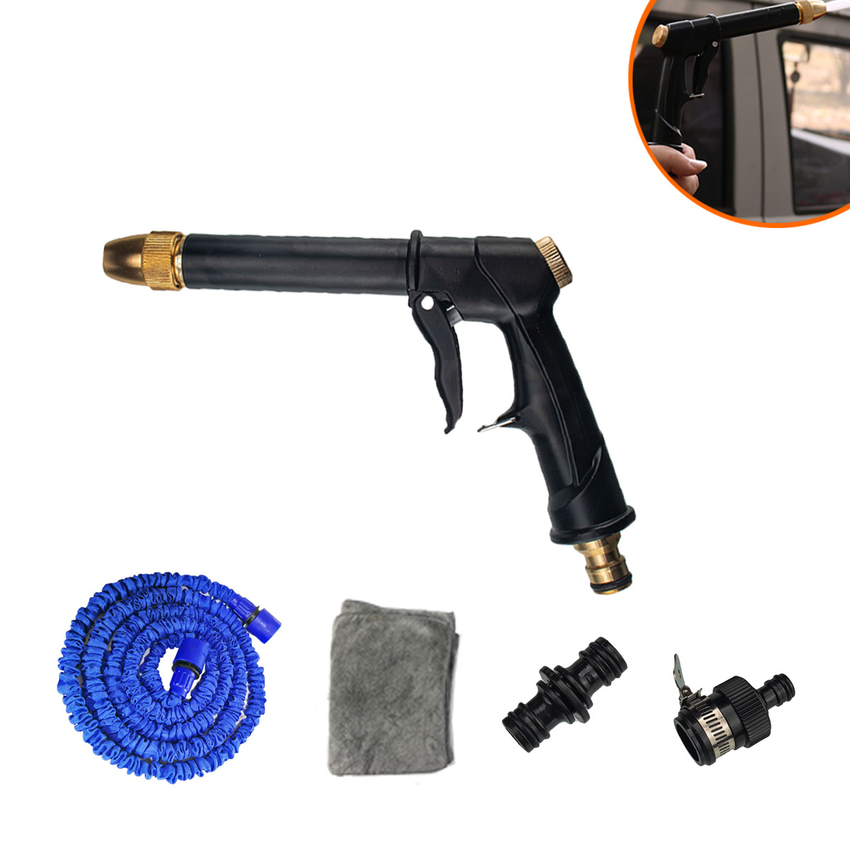 跨境直供-便携式高压清洗水枪套装黑色/银色 适用洗车园林灌溉