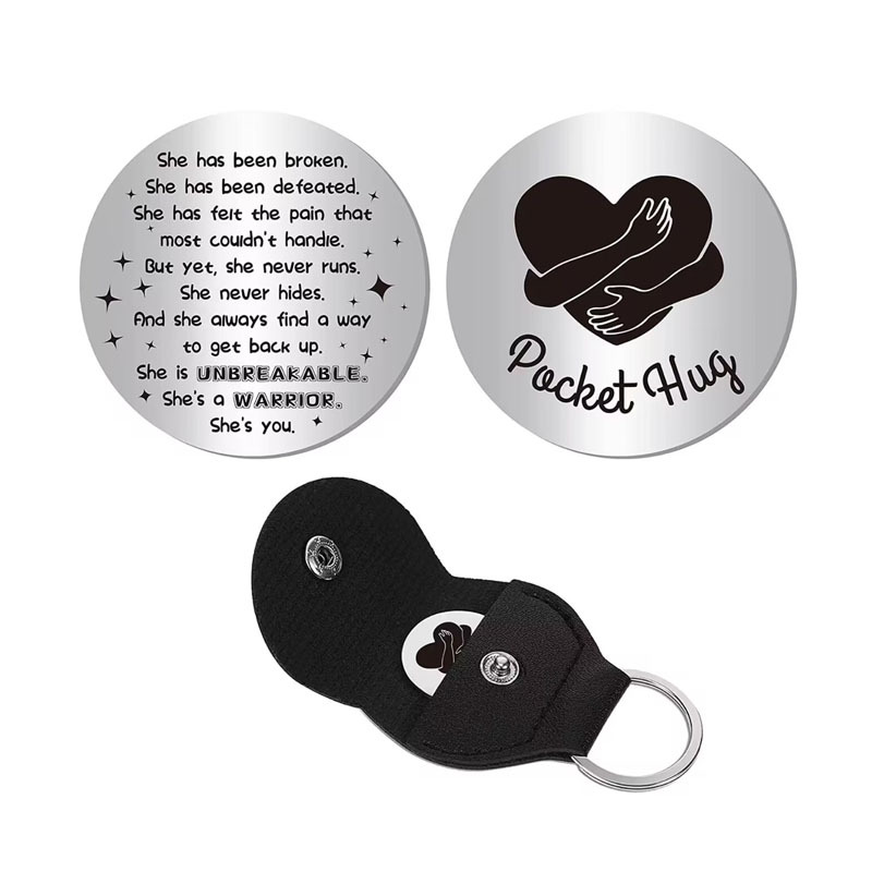 Un poco de bolsillo abrazo de bolsillo Hug token llavero de acero inoxidable familia amigo regalo