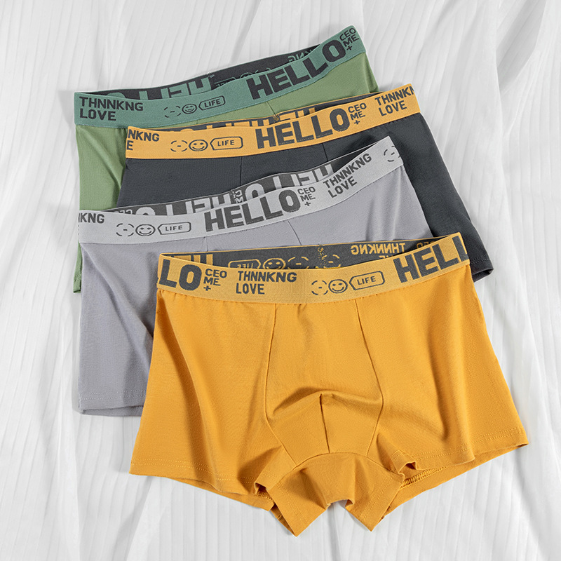 Ropa interior masculina al por mayor talla grande cintura media antibacteriana transpirable cómodo algodón textura bóxer pantalones cortos cabeza de fábrica masculina