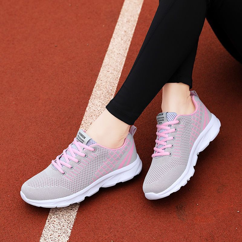女性の靴スポーツシューズ女性のランニングシューズ春と夏黒学生メッシュ通気性カジュアルジョギングシューズ女性のための仕事旅行靴|undefined
