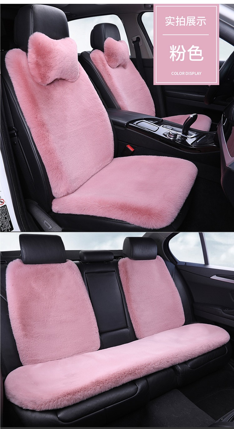 Stuffed Car Seat Cushion Winter Cotton Pad Thickeneded Warm Seat Cushion Winter Imitation Rabbit Fur Universal Small Waist Car Seat Cover