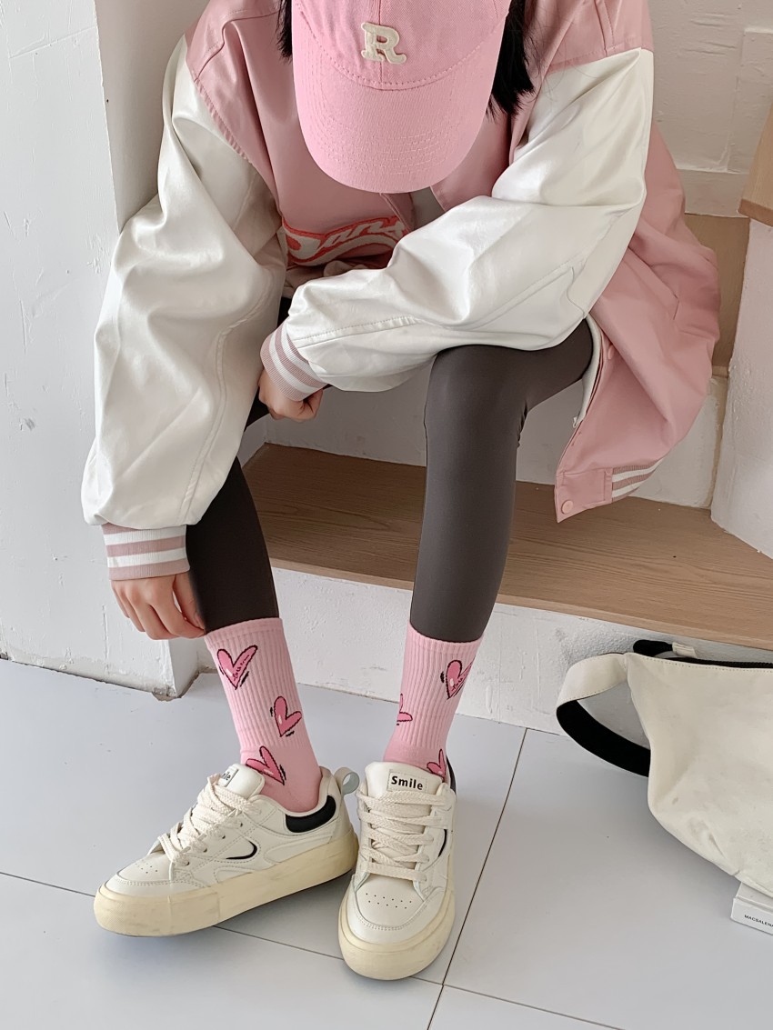 80g Weight Neutral Feel Of Sensation Socks Classification Socks Lingerie Type Cotton Fabric Type Stretchy Elasticity A Pair Quantity Daily, Street Occasion Comfort Function Letter, Heart Shape Pattern All Seasons Season Women's Gender Simple Style Style Women's Simple Style Letter Heart Shape Cotton Crew Socks A Pair 10