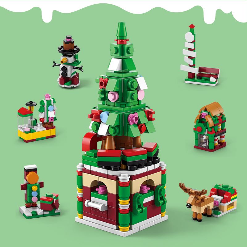Lele árbol de Navidad bloques construcción compatible con pequeñas partículas alta montado rompecabezas coche juguetes niños y niñas Santa Claus regalos