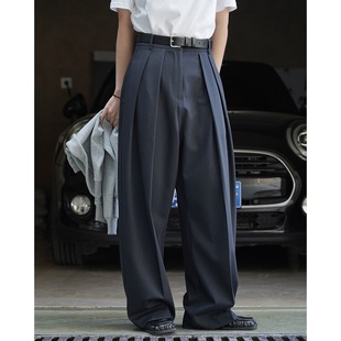 Lu Fu Spring New Korean Style Simple Commuter Straight Wide-Leg Trousers Loose Crisp Slim Casual Trousers for Women