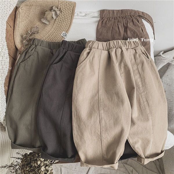 Demi-season children's solid trousers for boys for leisure