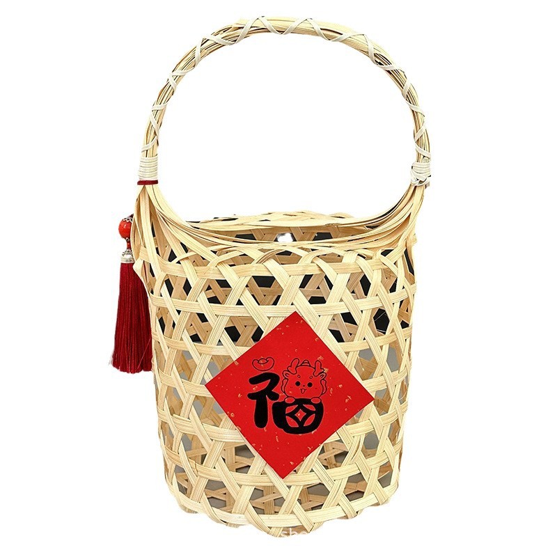 Cesta de Regalo Calada de Bambú Hecha a Mano para Festivales