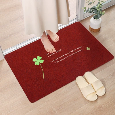 Avtomobil döşəmə paspasları — the Entrance Floor Mats Set - embroidery-dark-red-four-leaf-clover-4060cm