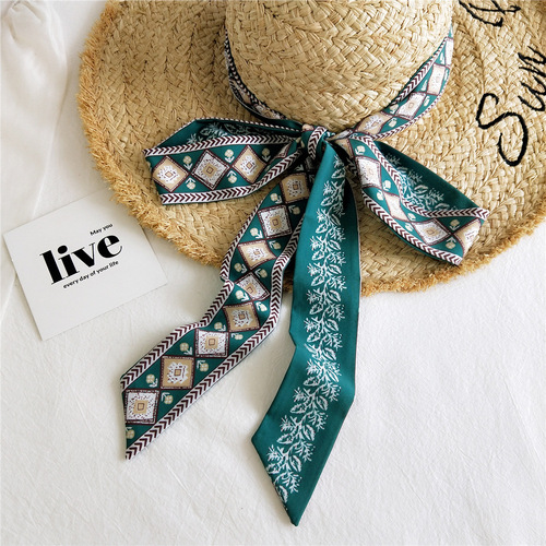 2 meters small silk scarf for women spring and autumn Korean thin long scarf scarf belt streamer bag decoration ins ribbon