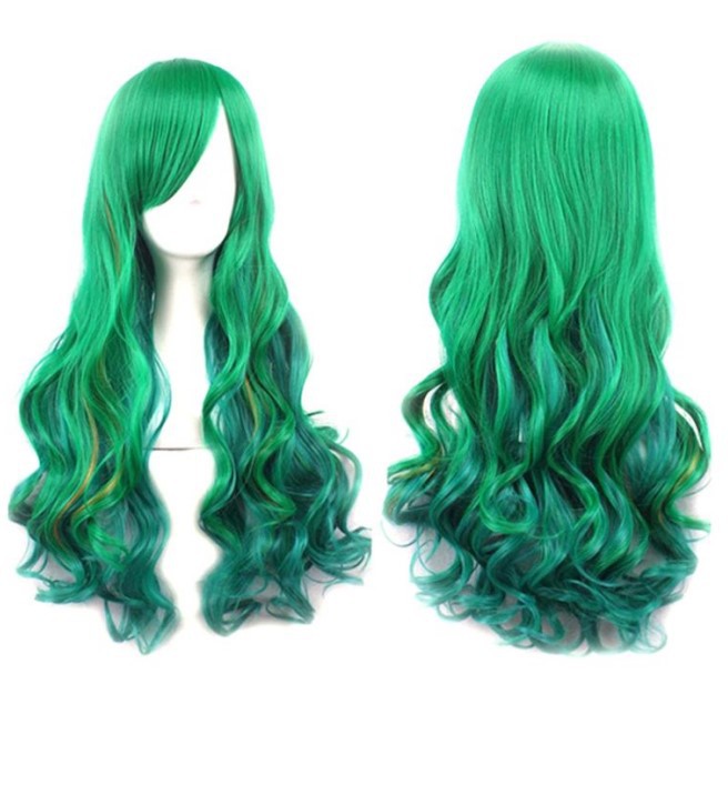 Peluca de pelo sintético Moda Anime Cosplay Fibra química Hermoso Largo Ondulado_voghion.com