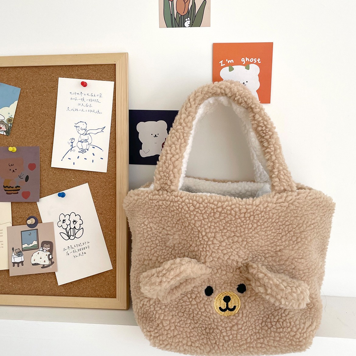 Amazon suministro transfronterizo/Oso de peluche bolso de doble uso del bolso de invierno de lana de cordero bolso de la momia