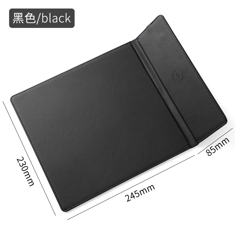 Alfombrilla de ratón con carga inalámbrica 15W, PU antideslizante, oficina comercial, personalizable