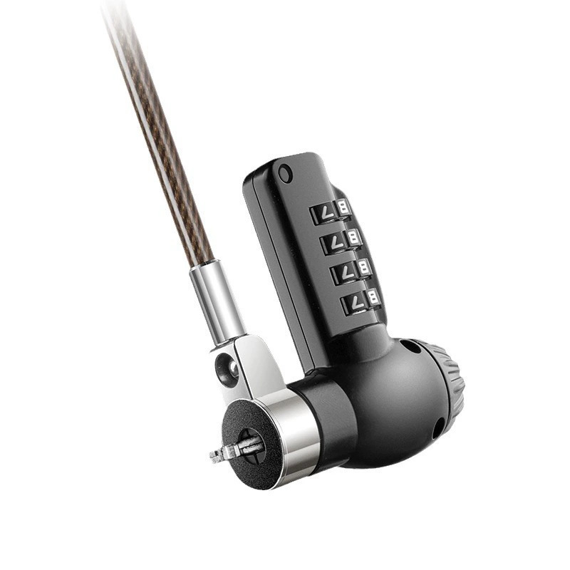 La nueva lengüeta de bloqueo se puede ajustar para cualquier ranura de bloqueo. Cerradura de contraseña mecánica totalmente metálica. Cerradura de computadora portátil