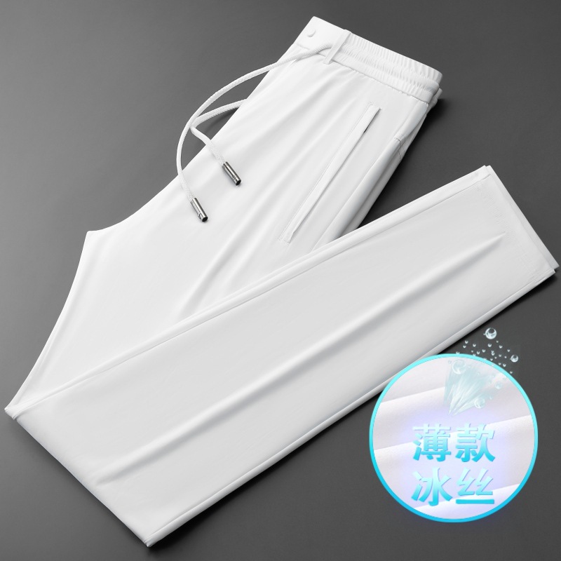 Light Luxury Ice Silk Men's Pants, Summer Thin Casual Pants, Men's Straight-Leg Business Trousers, Men's Loose Quick-Dry Pants 636