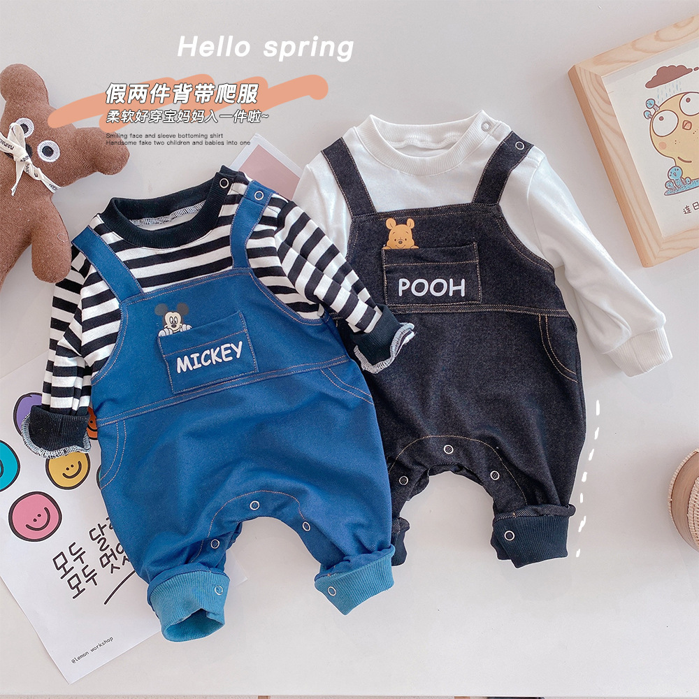 0-2 years old baby fake two-piece overal...