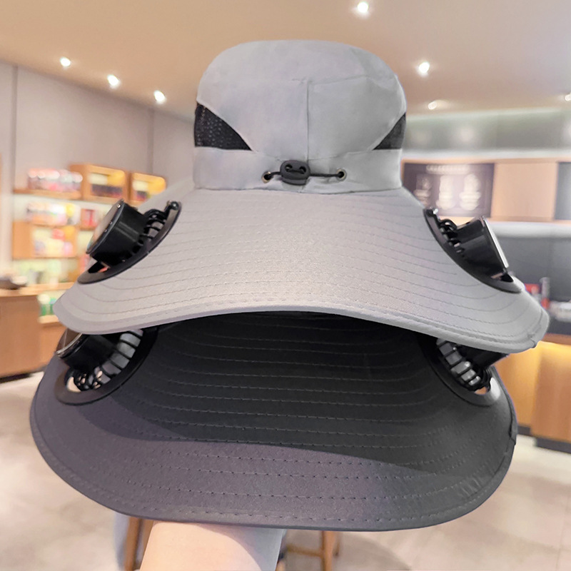 スポット迷彩ソーラーダブルファンキャップ強風漁師帽子夏の屋外登山釣り太陽の帽子|undefined