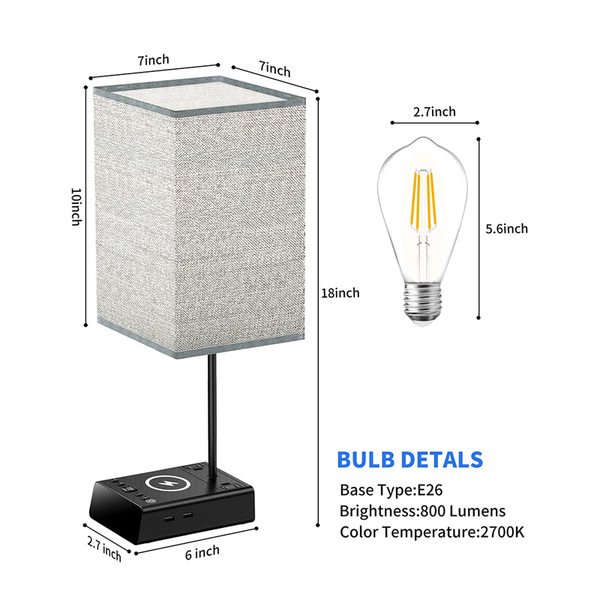 LED wireless table lamp for bed