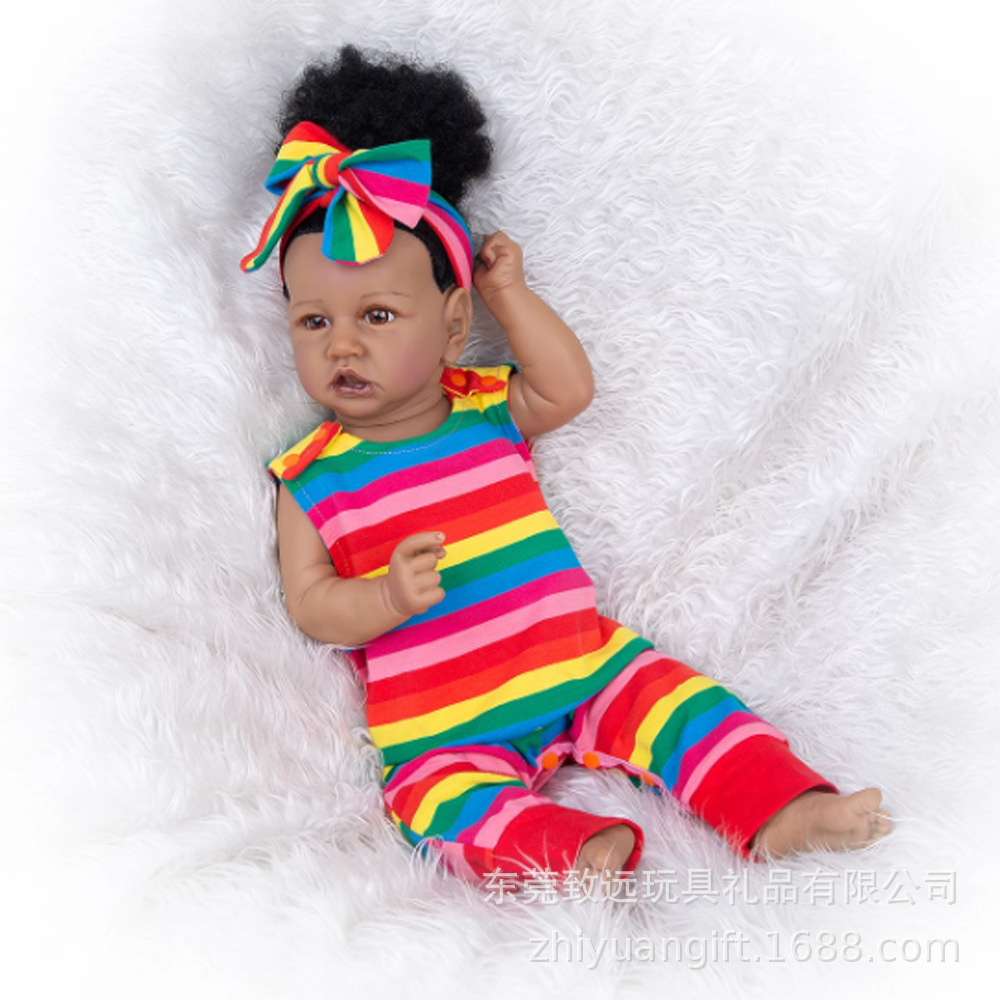 Pesado 22 pulgadas muñeca sa muñeca nacimiento bebé iask juguete negro negro africano venta caliente de acoplamiento transfronterizo suave