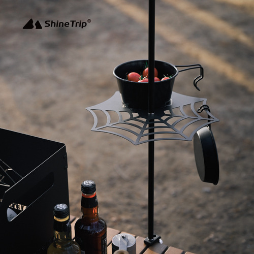 Outdoor camping aluminum alloy folding light stand blackened lightweight light hook mini table set including pan/tilt