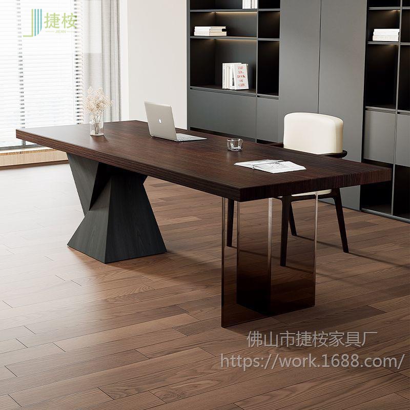 Italian Minimalist Desk with Socket Light Luxury Modern Simple Home Study Desk Acrylic Solid Wood Computer Desk