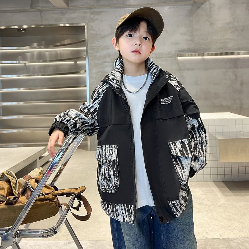 儿童装男童春装冲锋衣外套2025新款春秋款中大童春季帅气男孩休闲|undefined