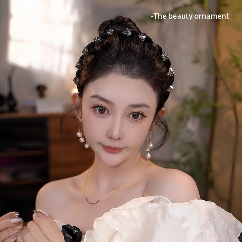 丝绒水钻波浪发箍女款秋冬高颅顶洗脸压发头箍带齿防滑发夹头饰|undefined