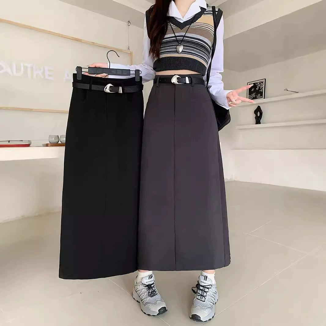 2024 Осень большой размер женская юбка с высокой талией средней и длинной юбка