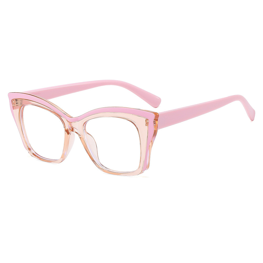 TR90 Bolsa de cercanías de moda europea y americana Flower Cat Eye Lentes planos anti-luz azul ins La moda se puede equipar con gafas de montura de miopía