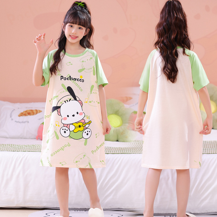 Pijama infantil princesa viento de verano nuevo pijama de niñas mangas cortas pacha perro vestido de dibujos animados ropa para el hogar