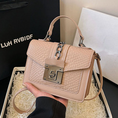 歐美復古鱷魚紋質感小方包2024新款質感鎖扣休閒單肩包斜挎女包潮