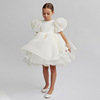 Dress, lace small princess costume, European style, puff sleeves