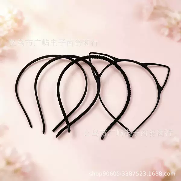 Black fabric-wrapped velvet headband, Korean-style fabric headwear, handmade DIY hair accessory, children's jewelry