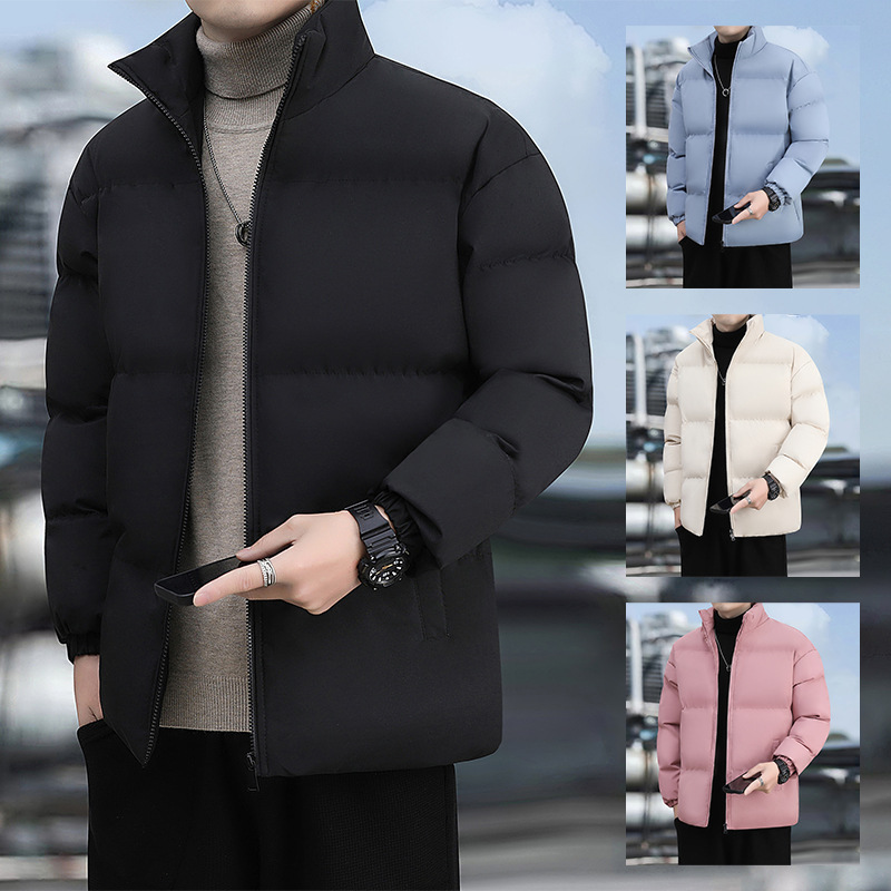2024 nueva chaqueta de algodón principal para hombres, chaqueta de algodón caliente gruesa y suelta de cuello vertical, chaqueta de algodón frío