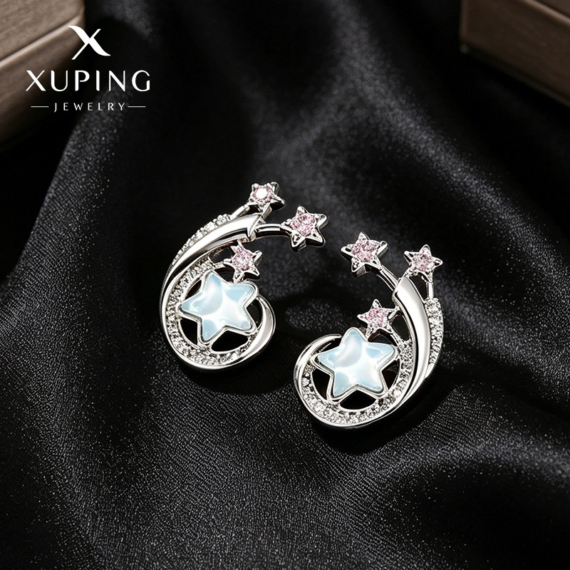 Xuping nicho nuevo diseño de moda pequeña fresca piedra moca estrella pernos de orejas gemas artificiales temperamento orejas al por mayor