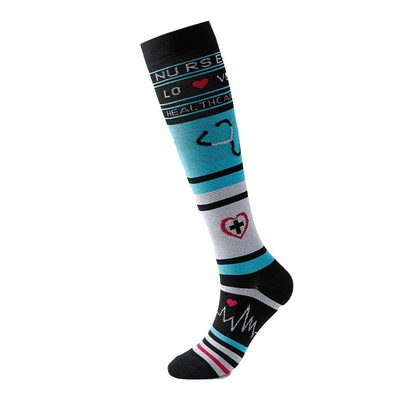 Compression Running Socks, Unisex Jacquard Knee-High Socks, Multiple Patterns, S/M & L/XL