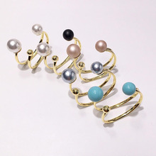 【06】珍珠手镯女欧美个性设计感韩国饰品创意夸张双线开口手环潮