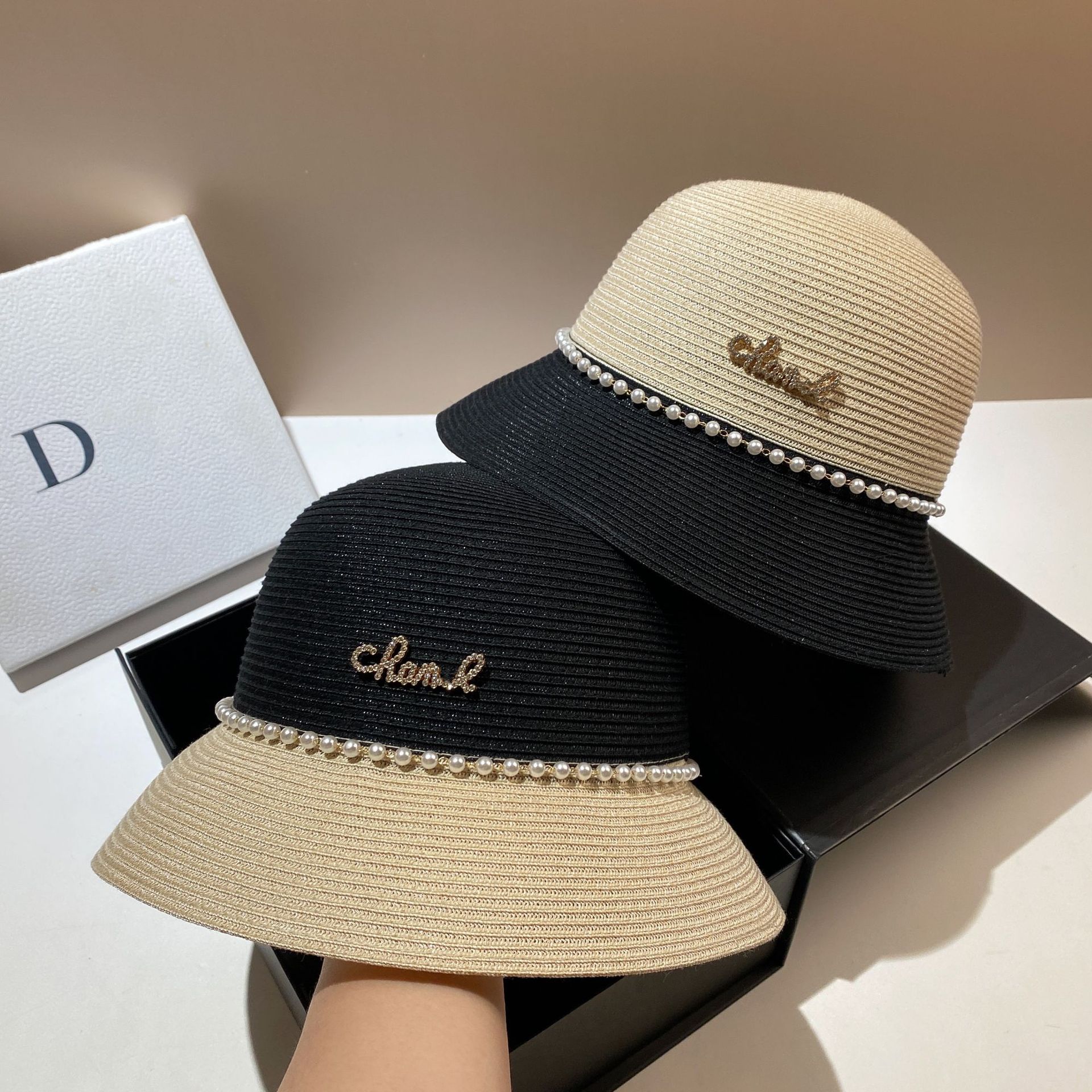 Été Pliable, Lavable, Parasol, Crème Solaire, Pot Coloré Célébrité Élégante, Petit Vent Parfumé, Chapeau De Paille Perlée,_voghion.com