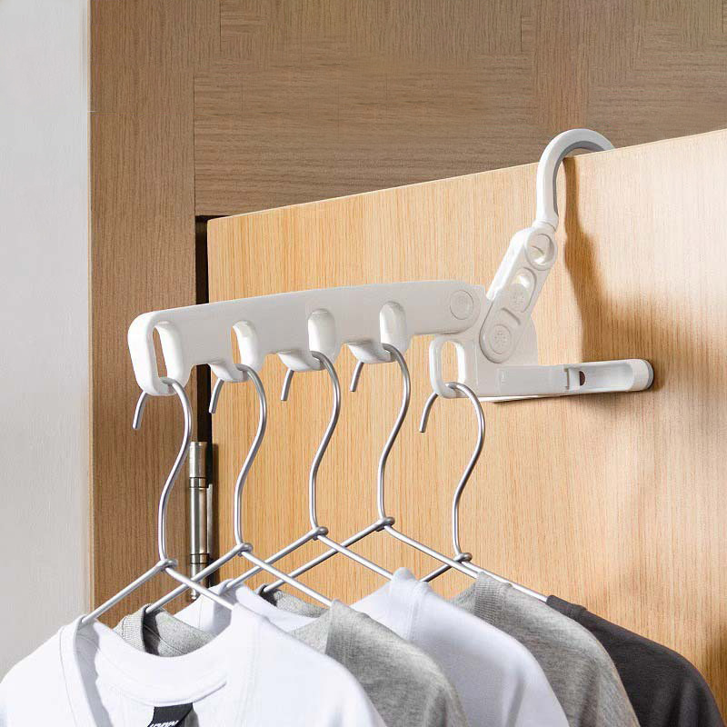 Foldable five-hole clothes hanger portable hotel plastic clothes drying artifact dormitory clothes hanger hook for travel and business trip