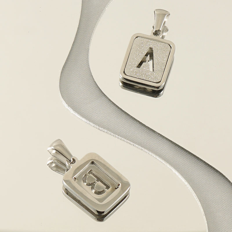 New fashion stainless steel English letter pendant factory wholesale pressure sand letter titanium steel 18k commuter Joker