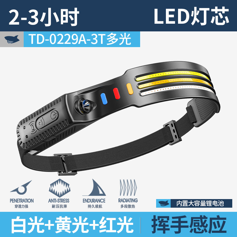 Sonriente tiburón transfronterizo nueva lámpara de inducción multifuncional lámpara de cabeza ajustable multi-posición lámpara de luz multi-fuente de luz iluminación exterior