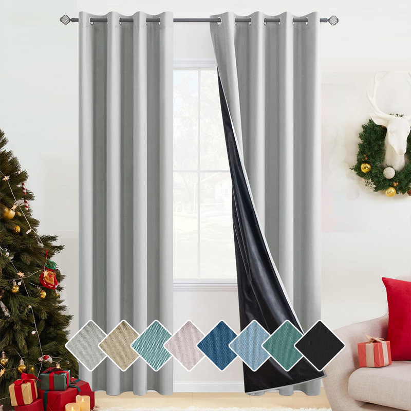 Chunya textile coated cross-border foreign trade curtain full shading Amazon temu explosion waterproof solid color heat insulation curtain finished product