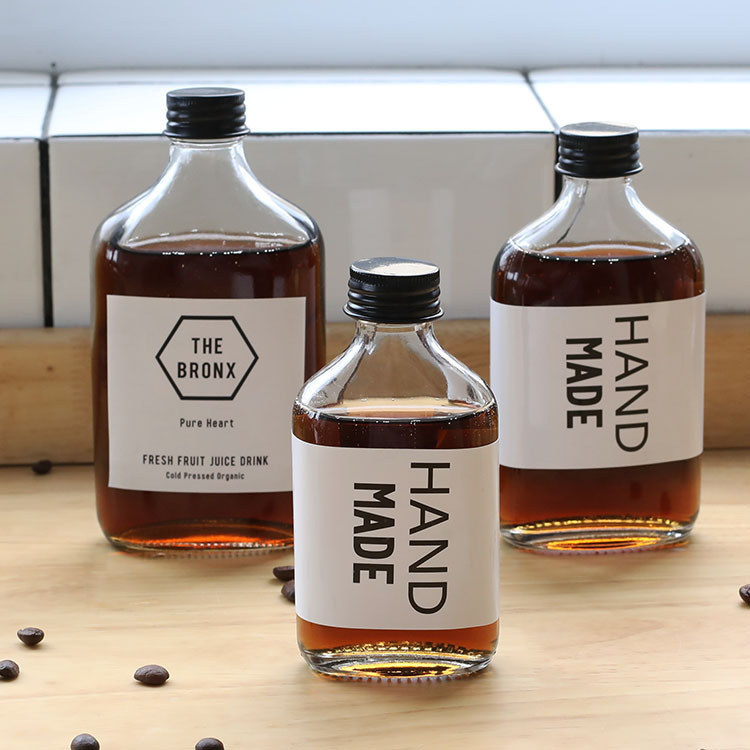 250ml Juice Drink Bottle, Flat Wine Bottle, Coffee Cold Drink Milk Tea Bottle, Light Food Bottle, Slanted Shoulder Flat Glass Empty Bottle, Wine Bottle