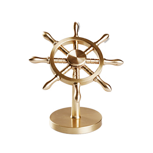 Pure brass helmsman, helmsman, ship steering wheel, smooth sailing, ship crafts, decompression artifact, toy ornaments