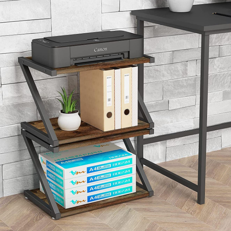 Cross-border multi-functional wooden storage rack Z-type desk printer storage rack simple desk bookshelf multi-layer storage