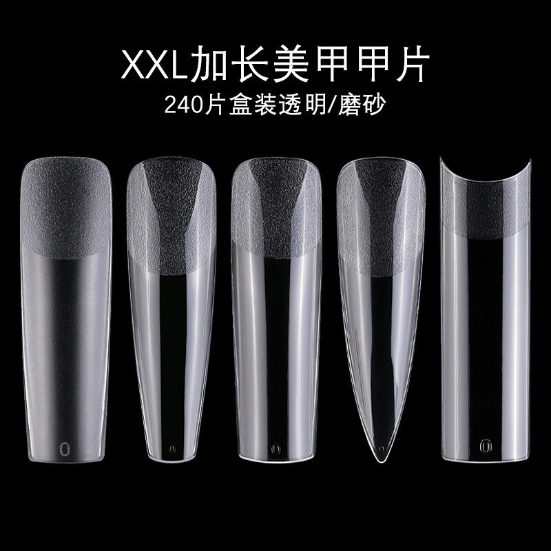 Cross-Border Extended Manicure Nails European and American Full and Half Dual-Use XXL Trapezoidal Nails Semi-Frosted Folding Traceless Fake Nail Stickers Cross-Border Extended Manicure Nails European and American Full and Half Dual-Use XXL Trapezoidal Nails Semi-Frosted Folding Traceless Fake Nail Stickers